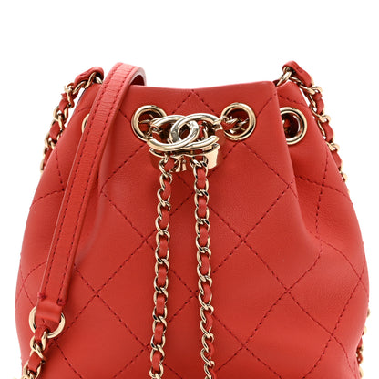Chanel Calfskin Stitched Chain Bucket Bag Coral 8 of 10