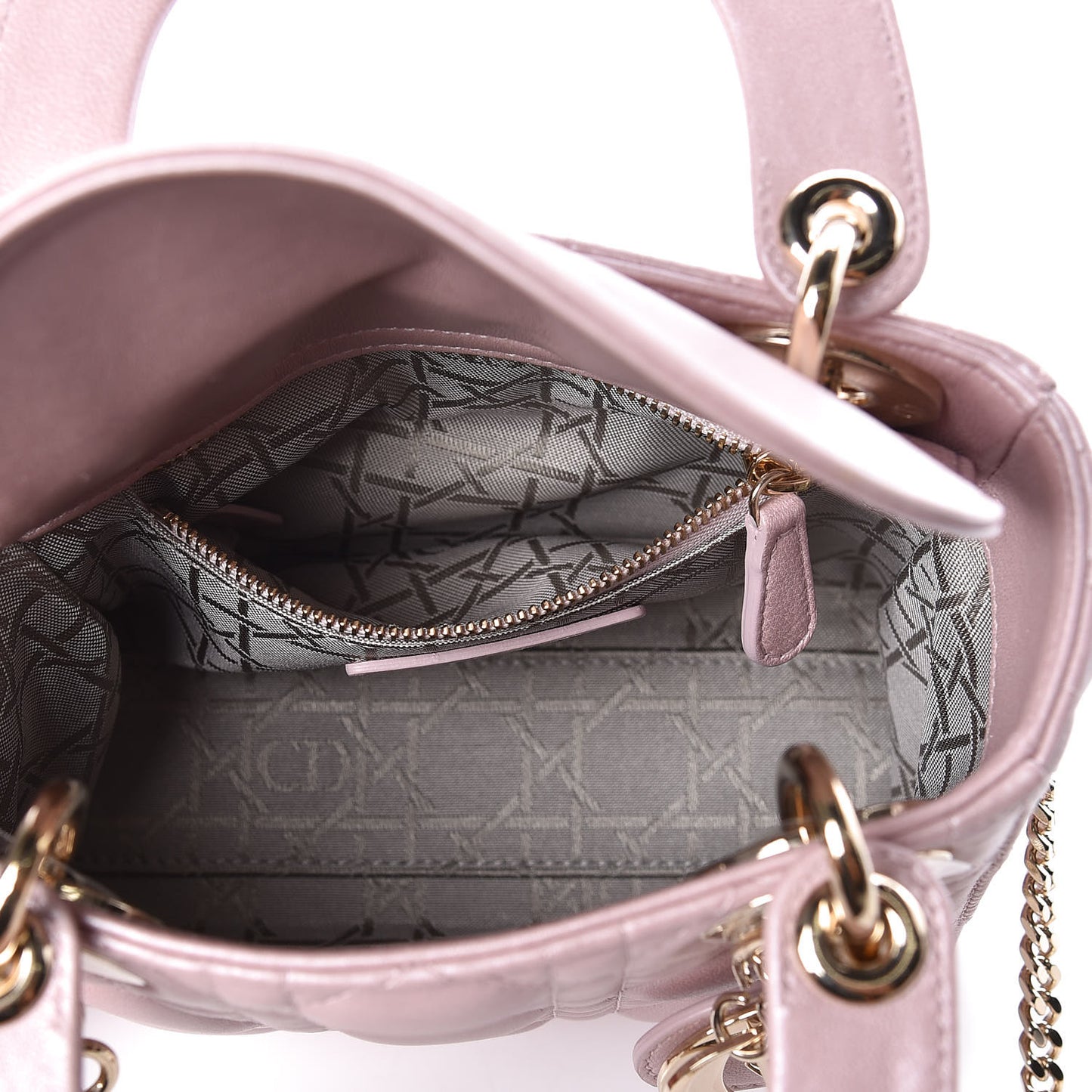 Metallic Lambskin Cannage Mini Lady Dior Lotus