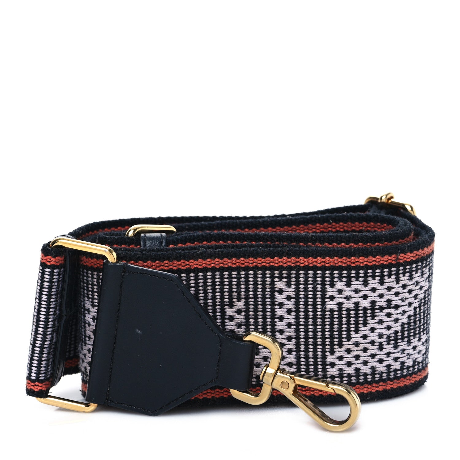 Fendi Cannete Ribbon Poly Vitello Century Logo Adjustable Strap You White Brandy Black 1 of 4