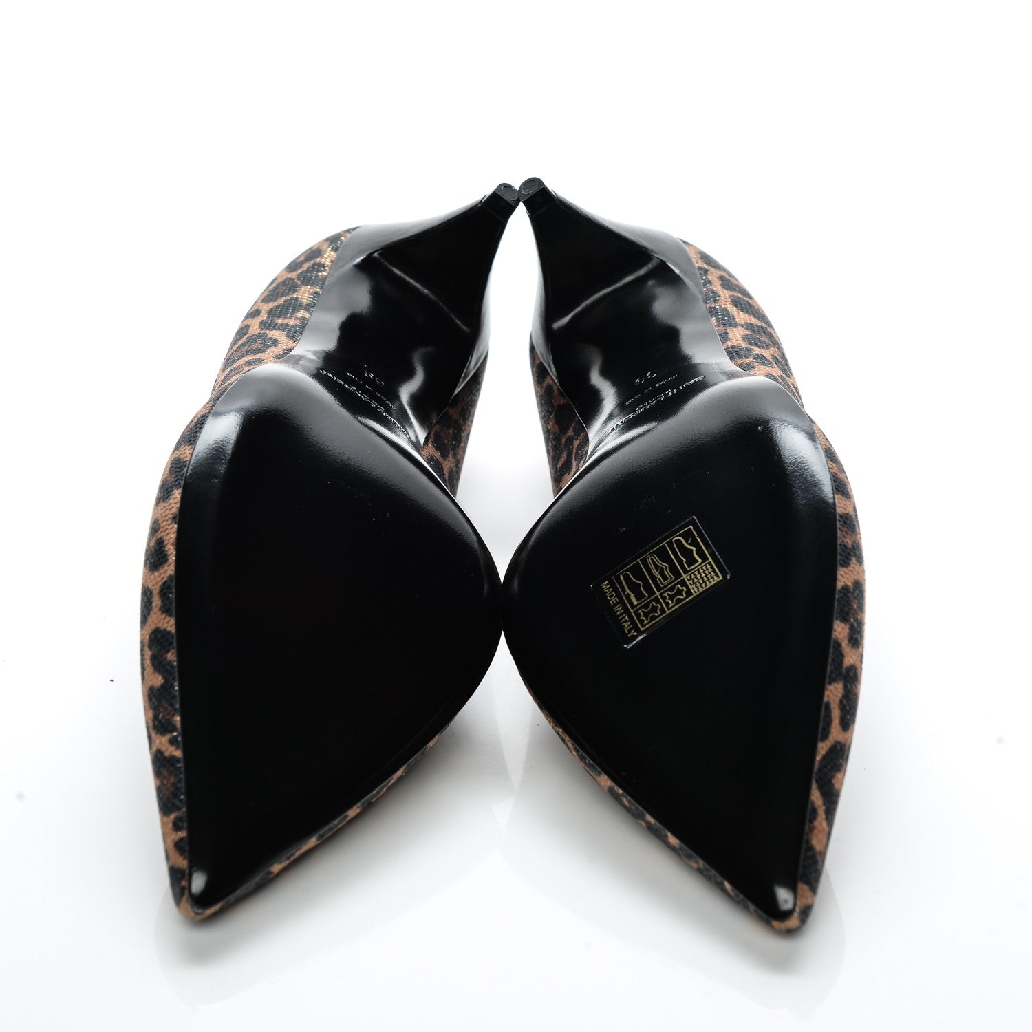 Saint Laurent Leopard Lame Double Cat Pumps 39 Gold 5 of 7