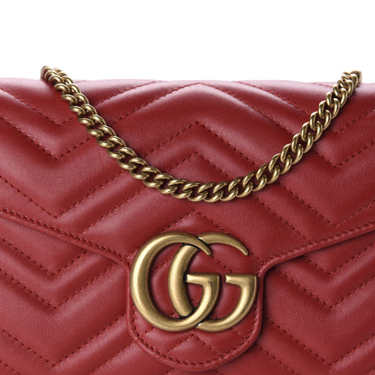 Gucci Calfskin Matelasse GG Marmont Chain Wallet Hibiscus Red 11 of 11
