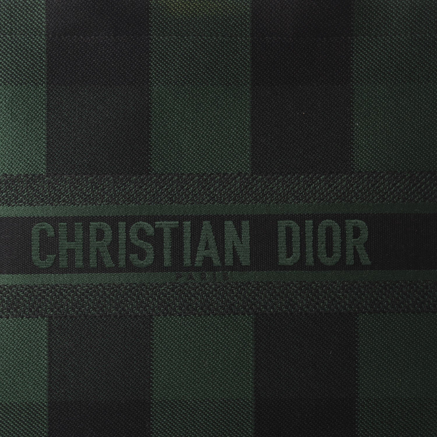 Christian Dior Canvas Embroidered Checkered Book Tote Black Green 10 of 10