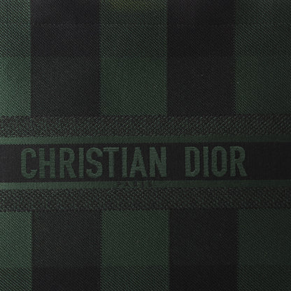 Christian Dior Canvas Embroidered Checkered Book Tote Black Green 10 of 10