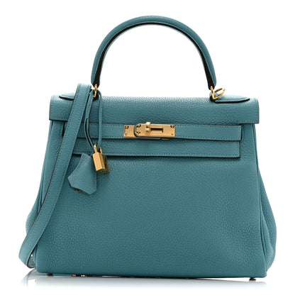 Hermes Togo Kelly Retourne 28 Bleu Atoll 2 of 21