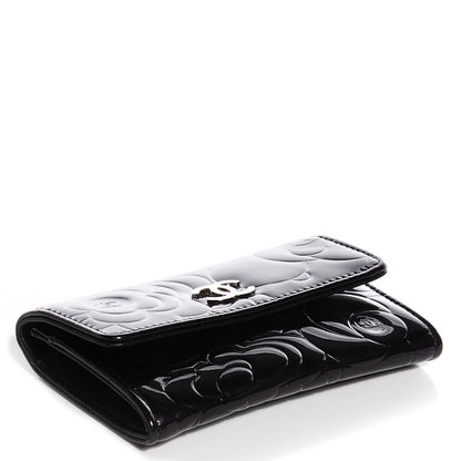 Chanel Patent Camellia Embossed Card Holder Black 4 of 9