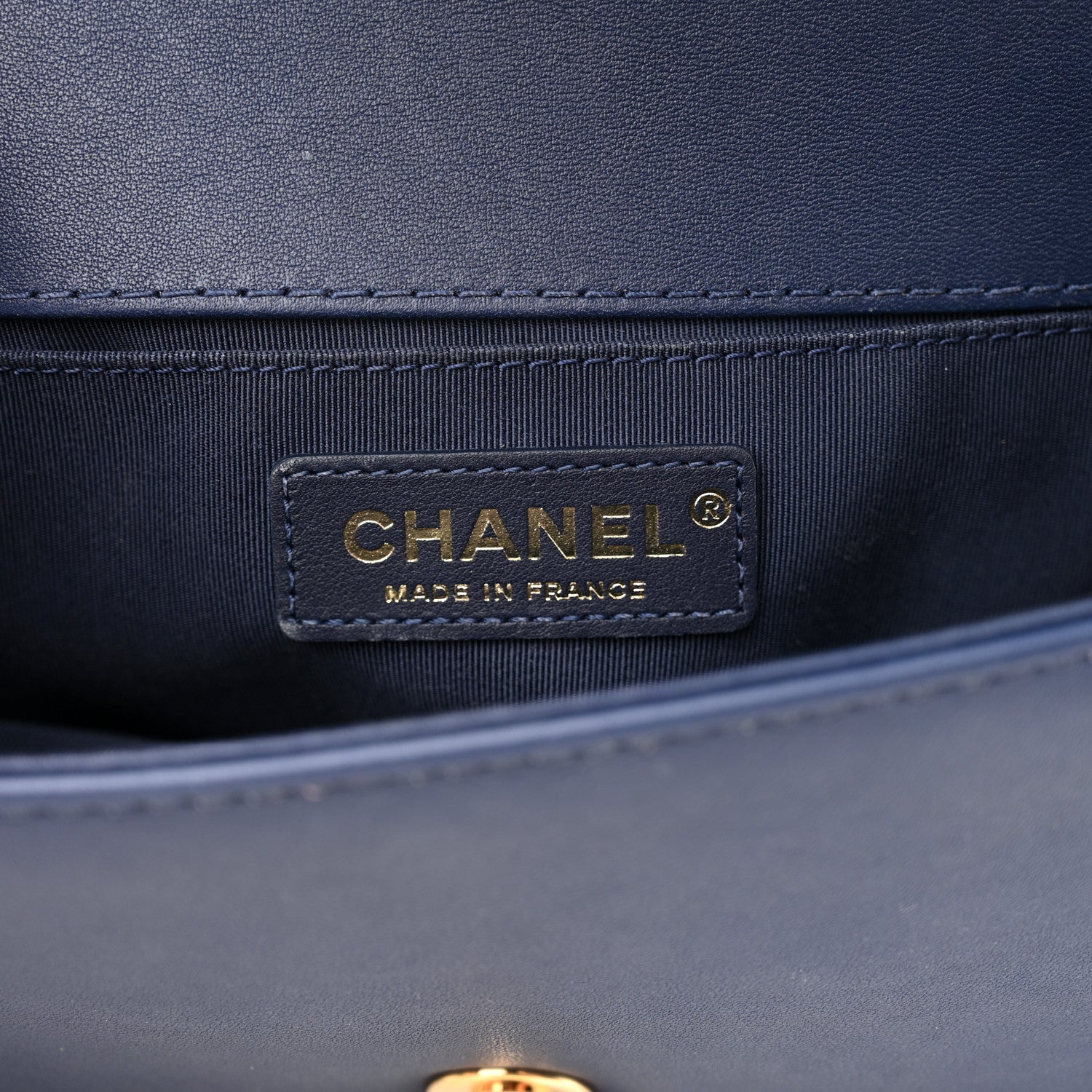 Chanel Calfskin Chevron Quilted Braided Small Boy Flap White Navy 6 of 11