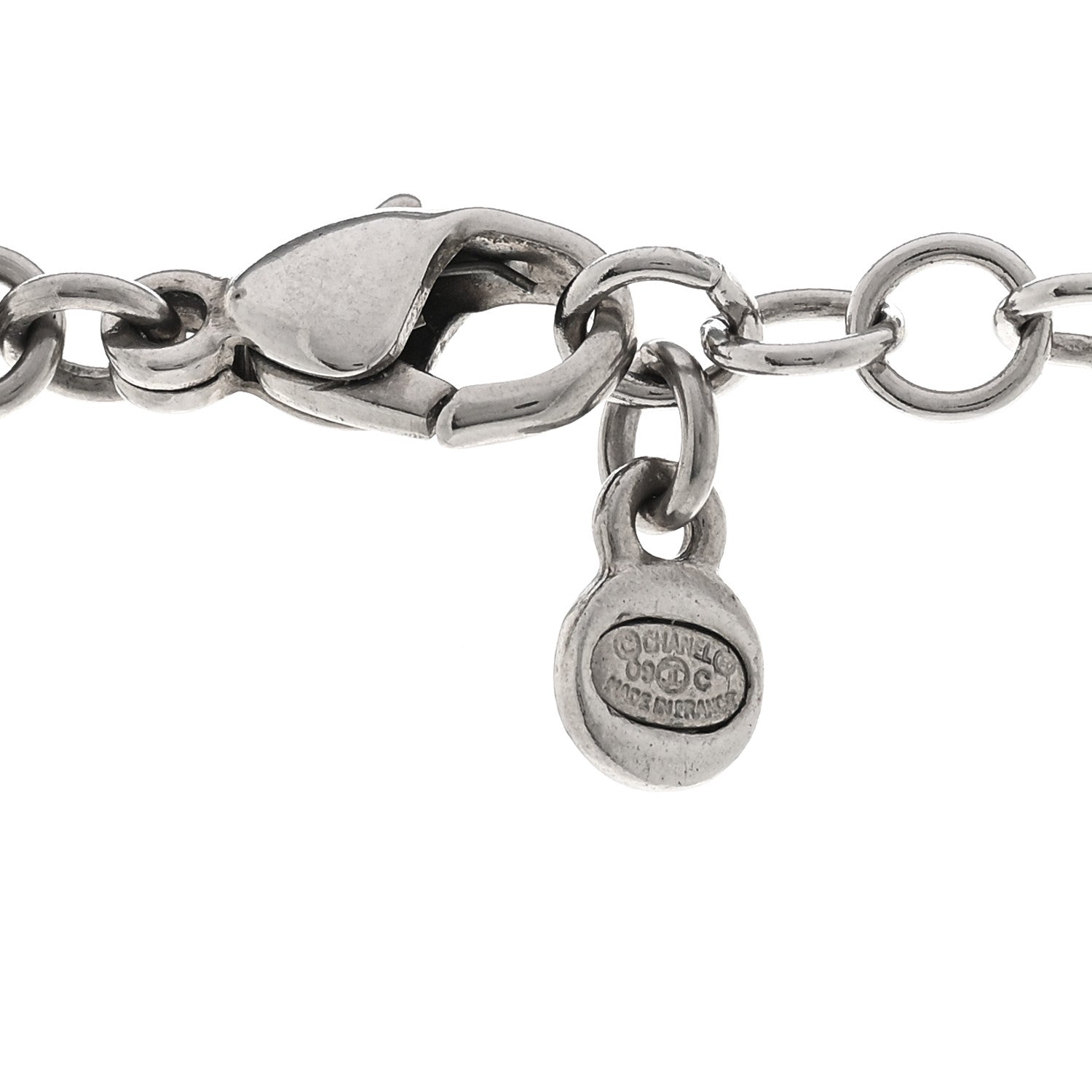 Chanel Crystal Heart CC Multi Strand Chain Necklace Silver 5 of 6
