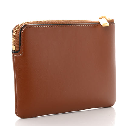 Celine Smooth Calfskin Cuir Triomphe Coin and Card Pouch With Hook Tan 3 of 9