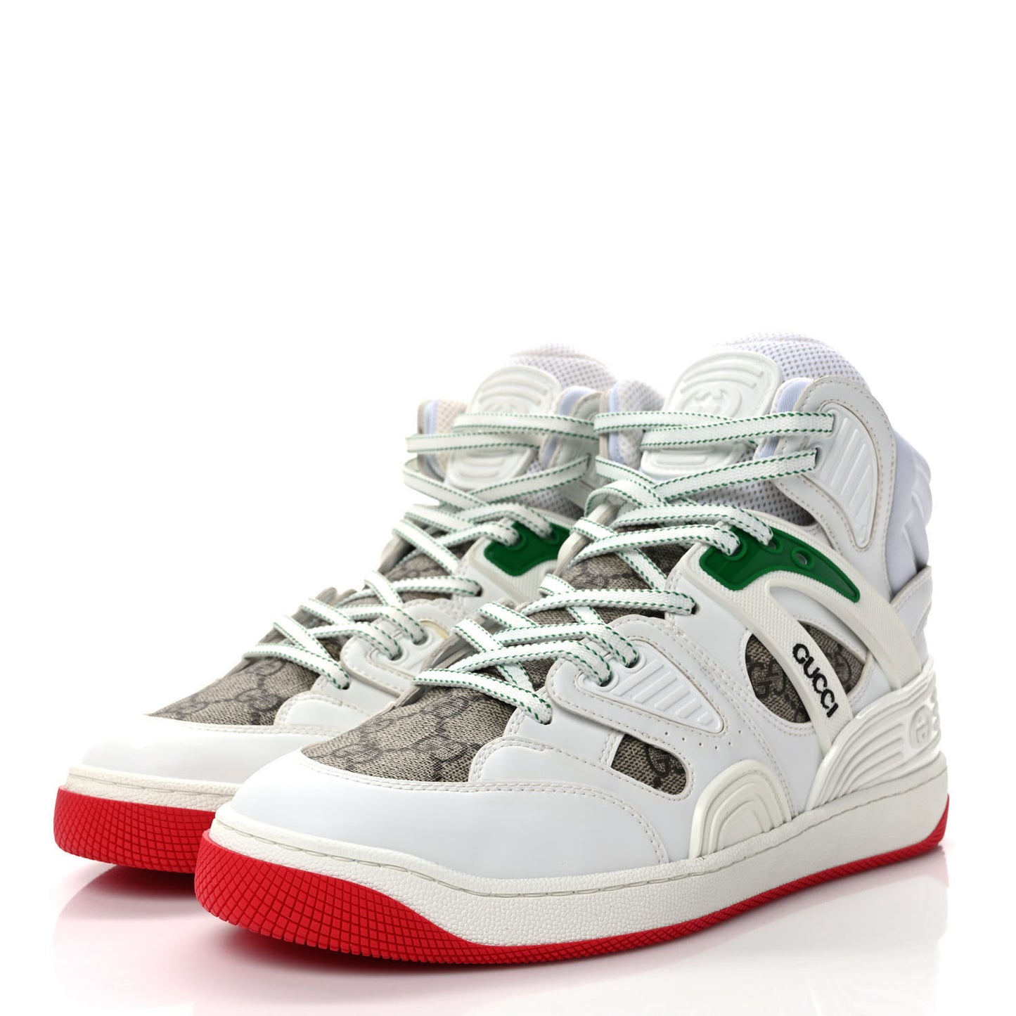 Demetra GG Supreme Monogram Womens Basket High Top Sneakers 39 Great White Beige Ebony