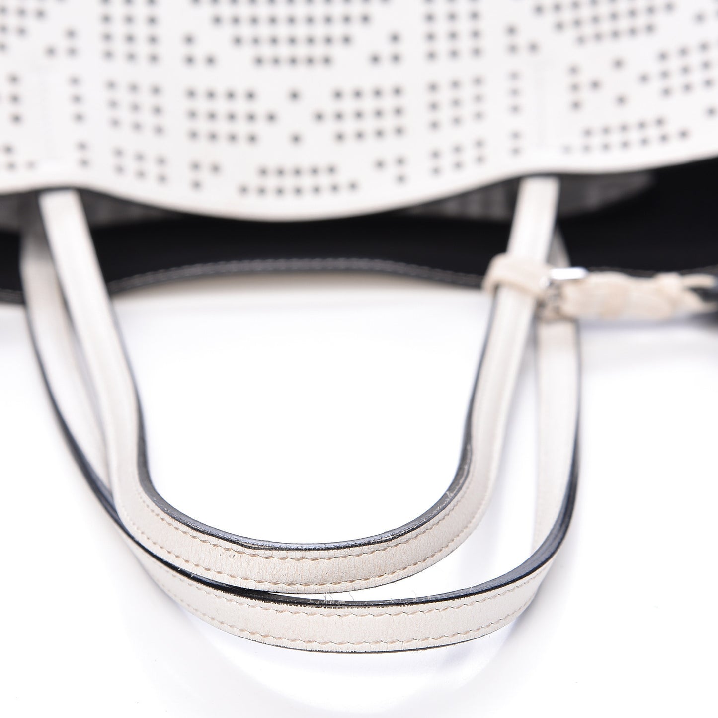 Calfskin Perforated Cannage Dioriva Tote White