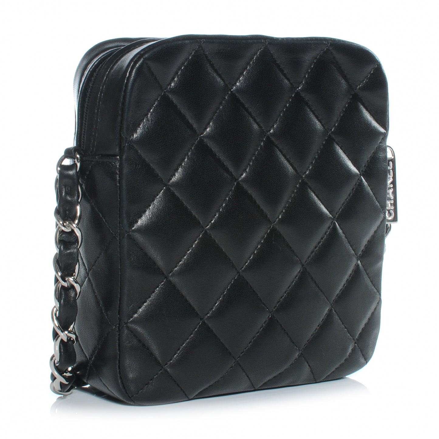 Lambskin Quilted Small Messenger Bag Black