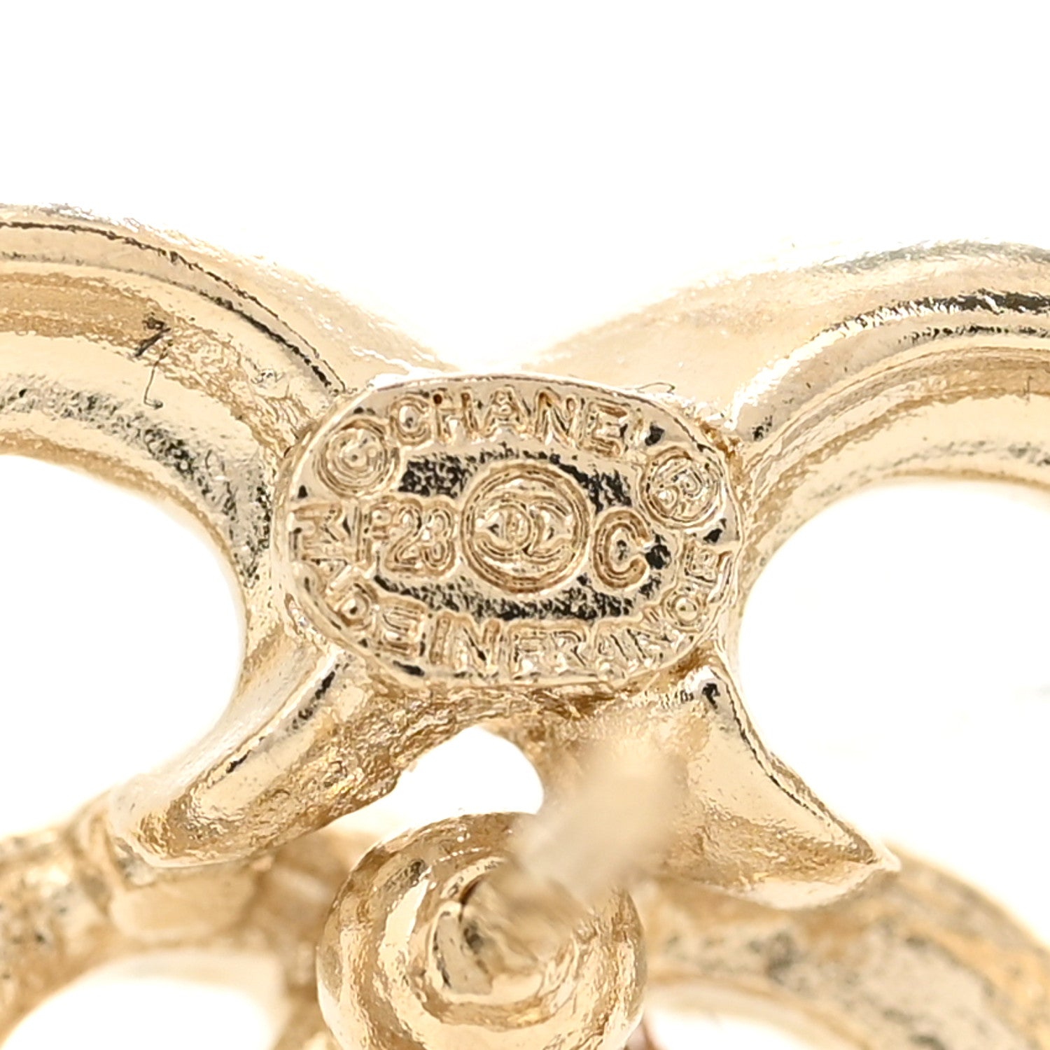 Chanel Metal Crystal CC Logo Heart Earrings Gold 4 of 4