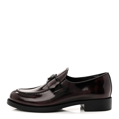 Prada Spazzolato Metal Triangle Logo 50mm Loafers 39 Cordovan 1 of 10