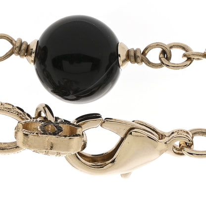 Chanel Resin Glass CC Beaded Charms Long Necklace Gold Black 5 of 6