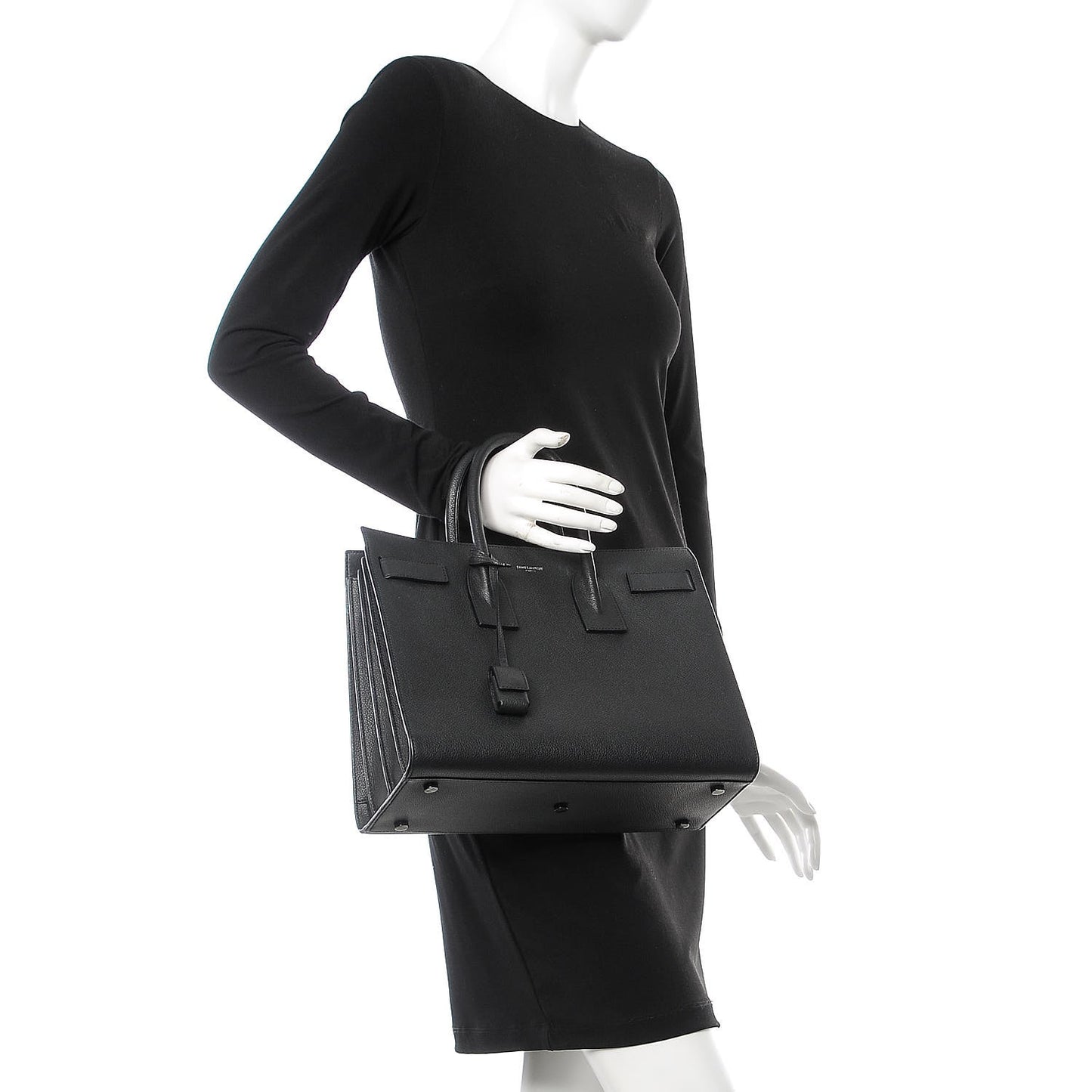 Grained Calfskin Small Sac De Jour Black