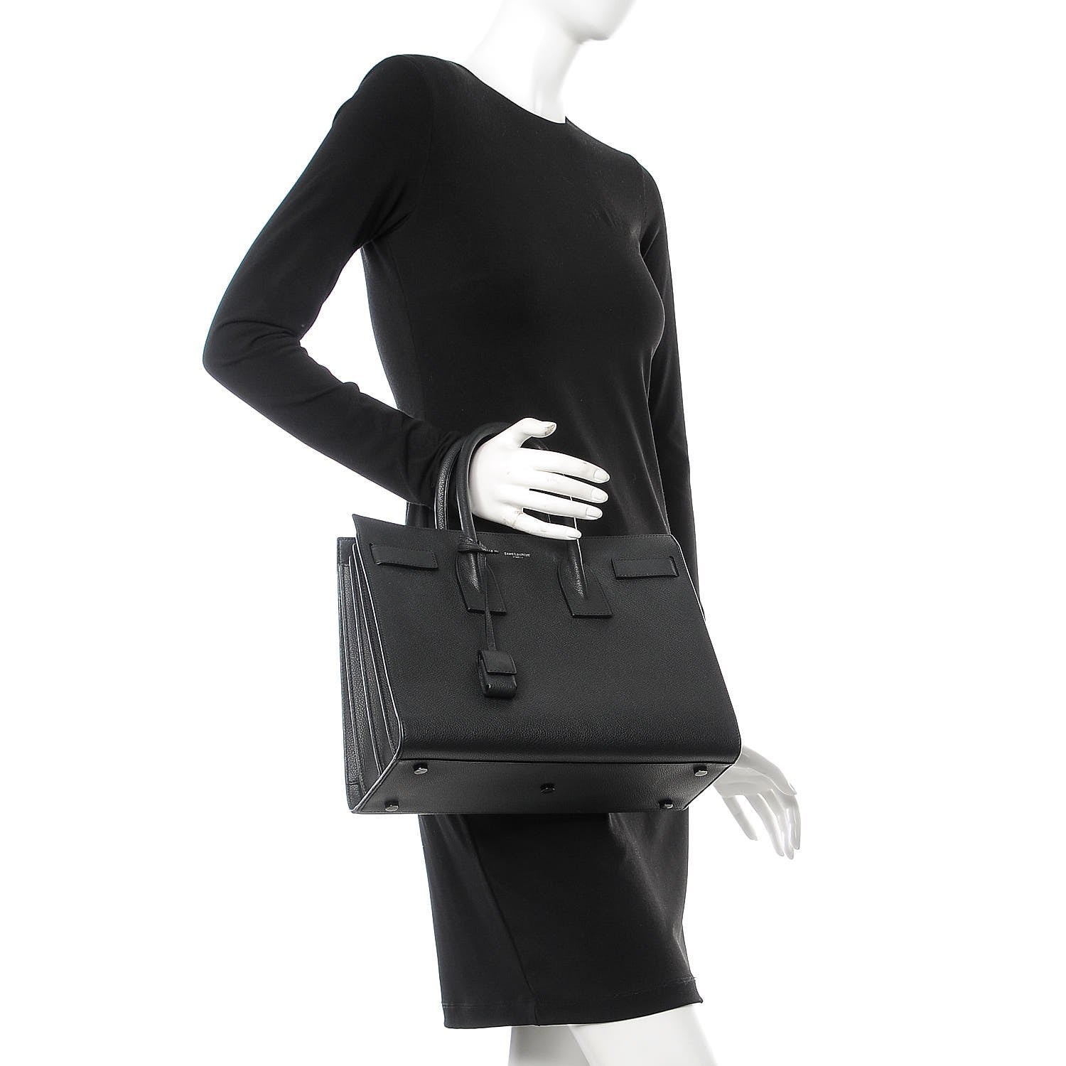 Saint Laurent Grained Calfskin Small Sac De Jour Black 3 of 8