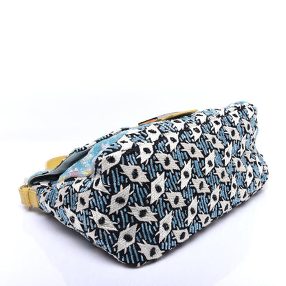 Fendi Beaded Lizard Mama Baguette Blue Yellow 4 of 14