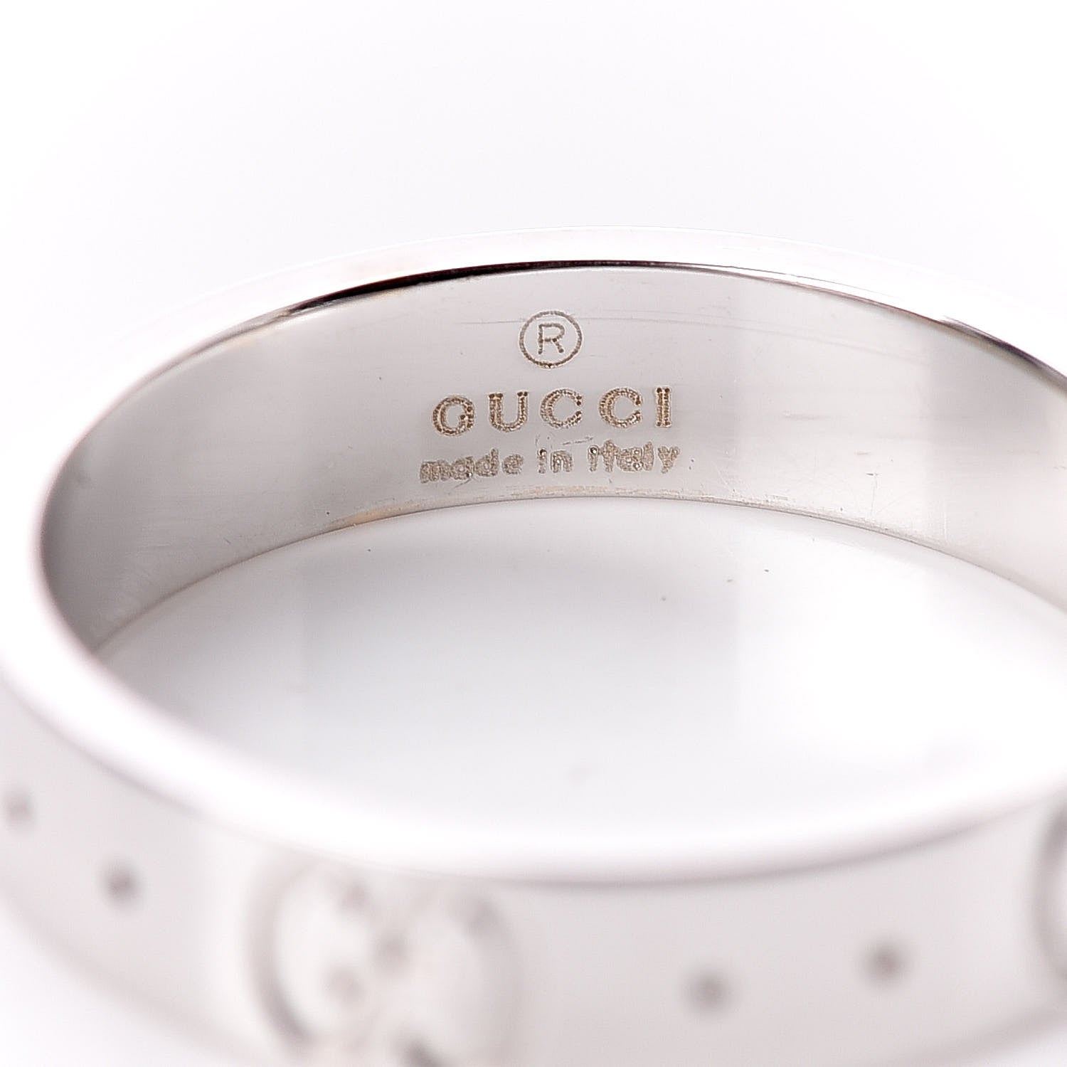 Gucci 18K White Gold 4mm Icon Thin Band Ring 49 4.75 5 of 5