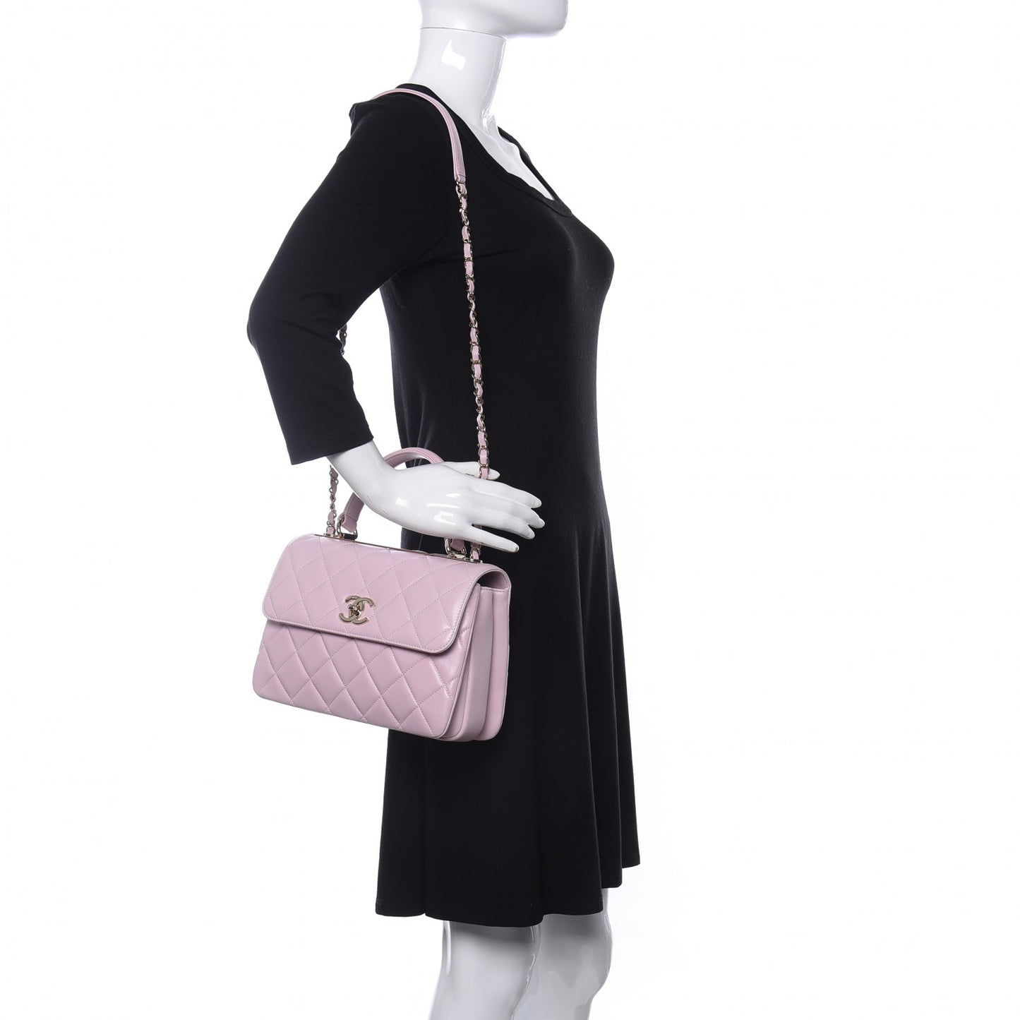 Lambskin Quilted Small Trendy CC Flap Dual Handle Bag Light Pink