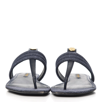 Louis Vuitton Denim Thong Sandals 38 Blue 2 of 16