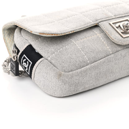 Chanel Jersey Quilted Rectangular Flap Light Grey 8 of 9