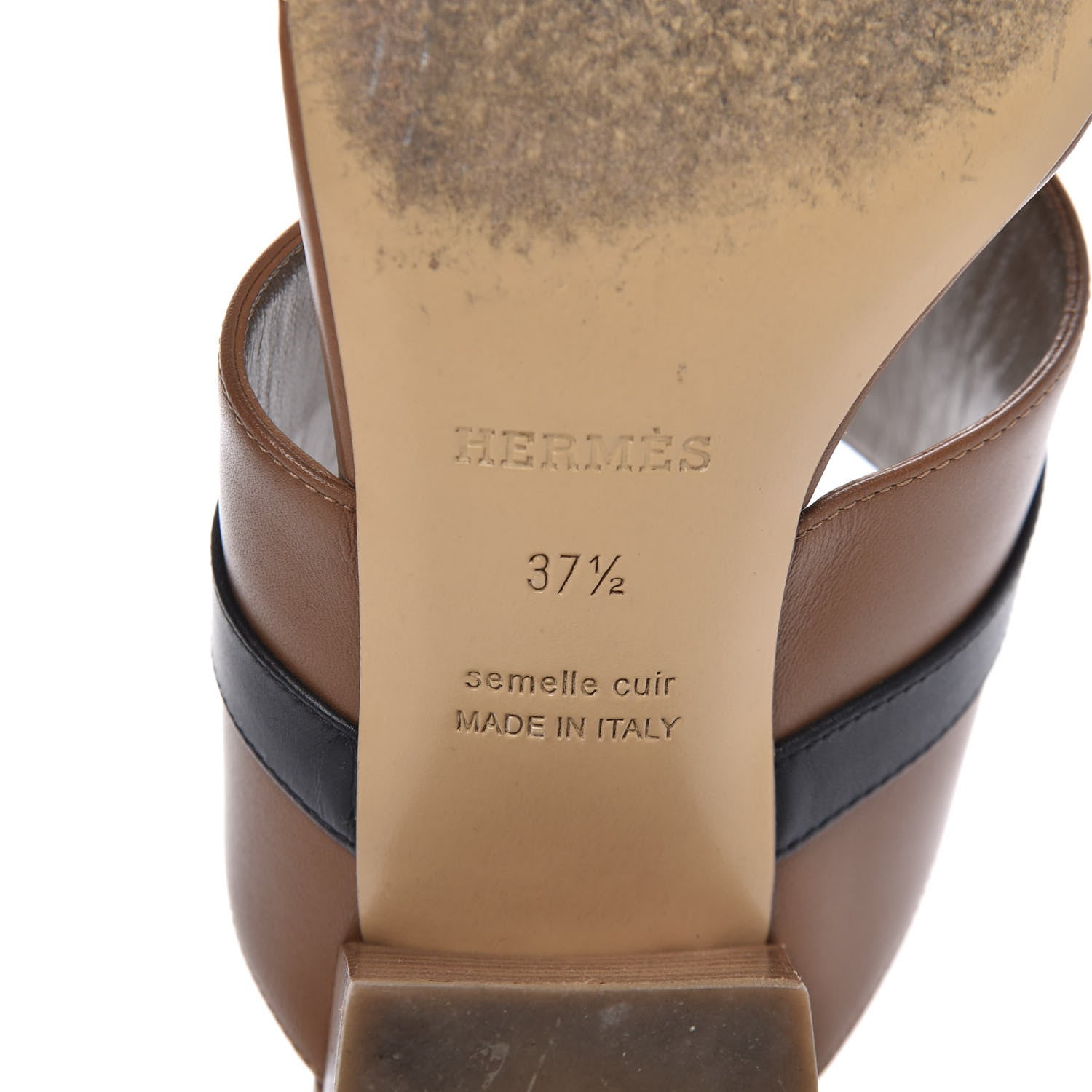 Hermes Calfskin Ovation Buckle Sandals 37.5 Gold White Black 7 of 8