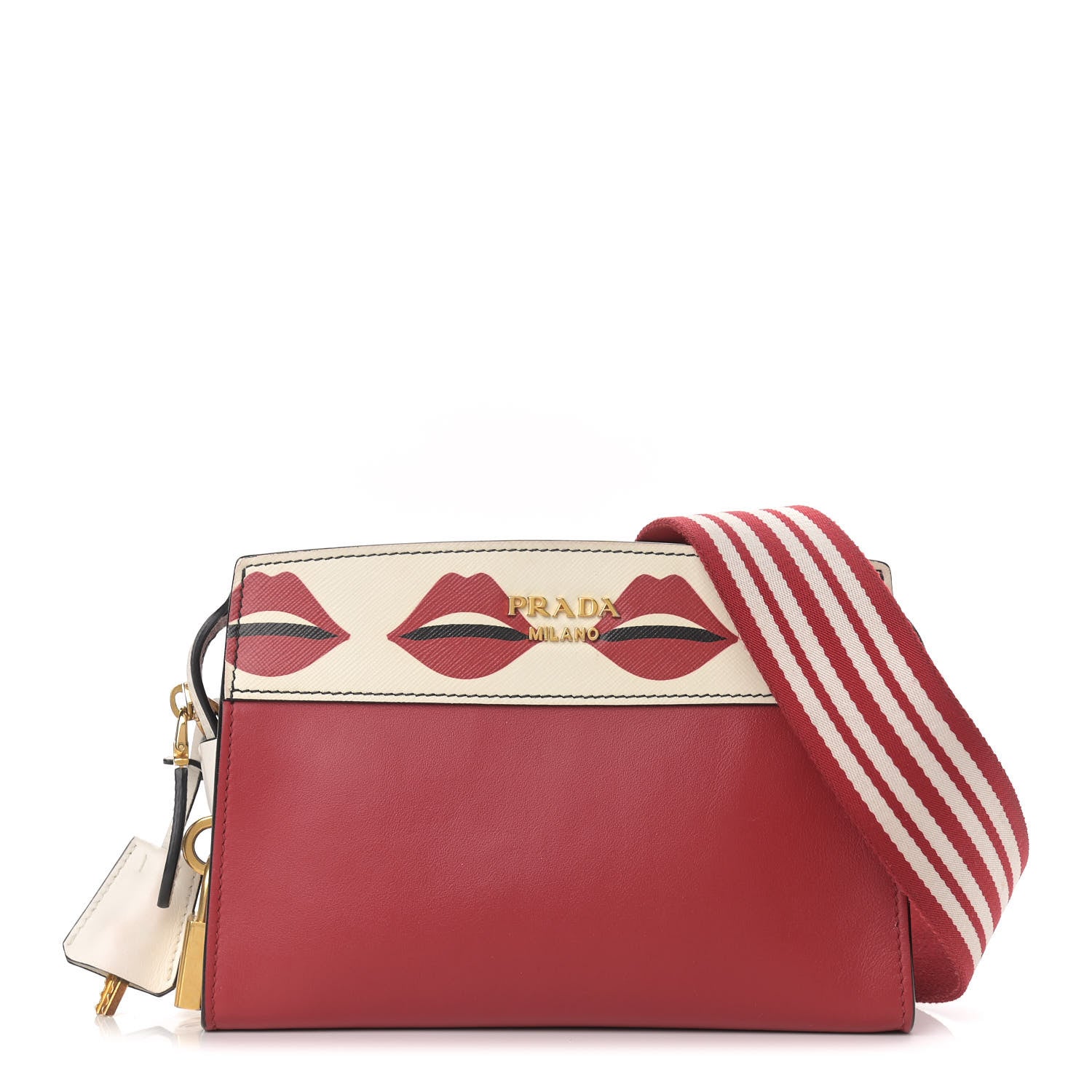 Prada City Calf Saffiano Esplanade Crossbody Bag Fuoco White 1 of 12