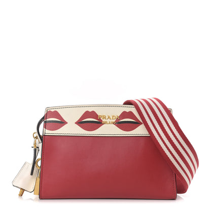 Prada City Calf Saffiano Esplanade Crossbody Bag Fuoco White 1 of 12
