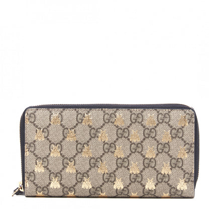 Gucci GG Supreme Monogram Bees Zip Around Wallet 1 of 8