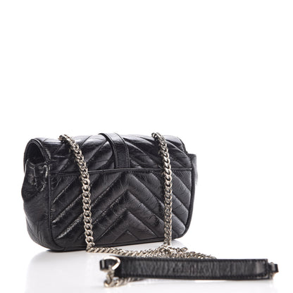 Saint Laurent Sheepskin Matelasse Chevron Monogram Classic Baby Chain Bag Black 3 of 10