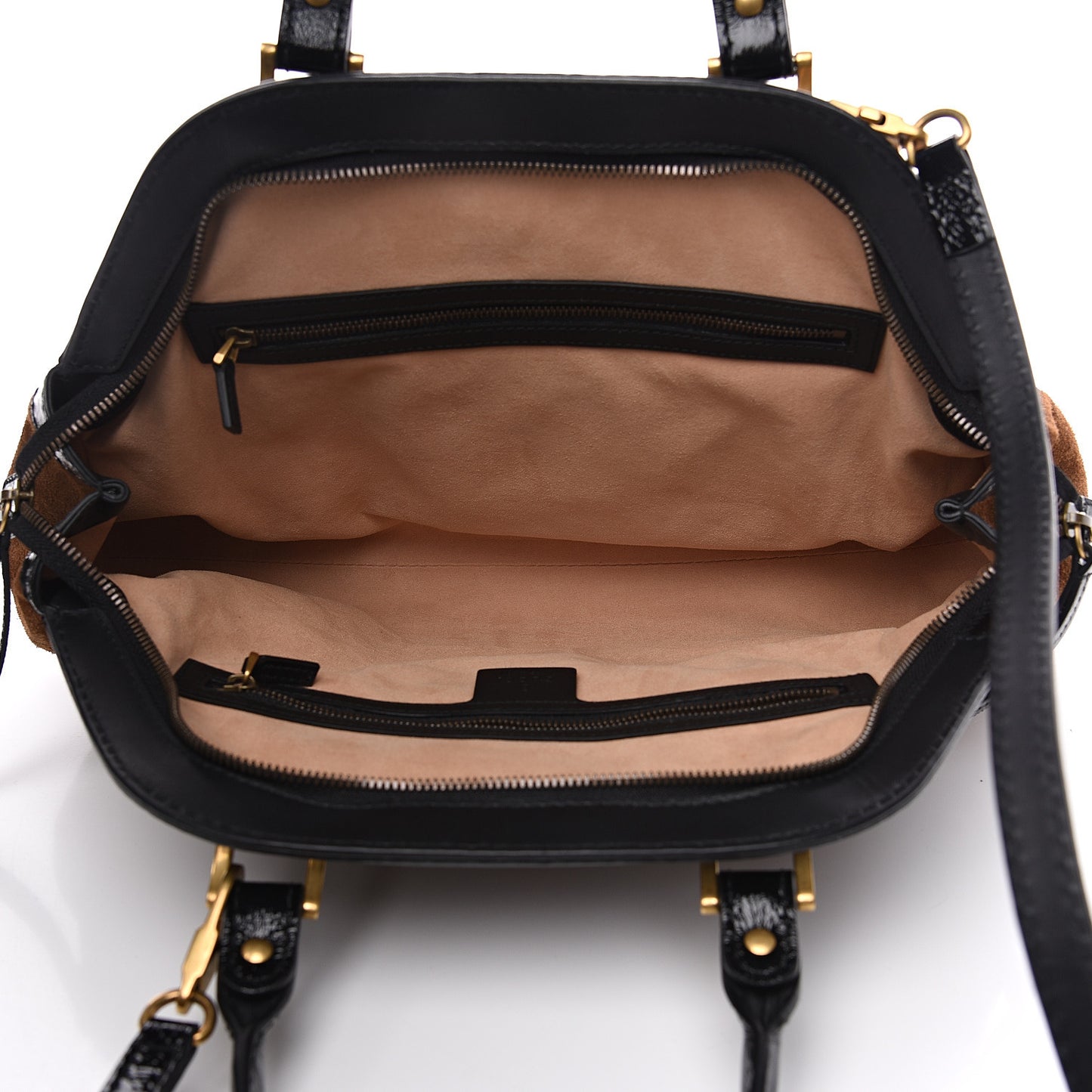 Suede Ophidia Medium Re(Belle) Top Handle Bag Nocciola Black