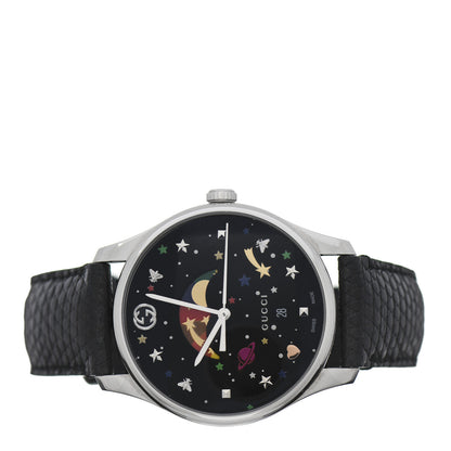 Gucci Stainless Steel Lizard 38mm G-Timeless Moonphase Star Planet Quartz Watch Black 2 of 6