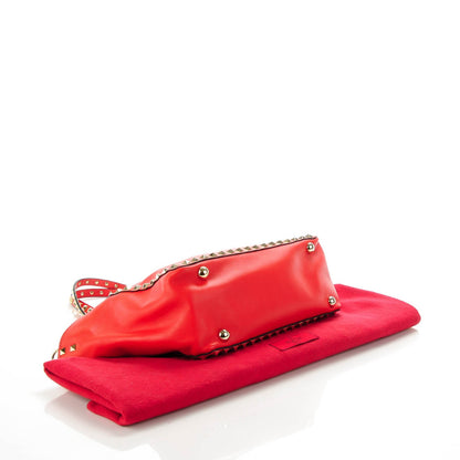 Valentino Garavani Vitello Small Rockstud Tote Deep Orange 4 of 7