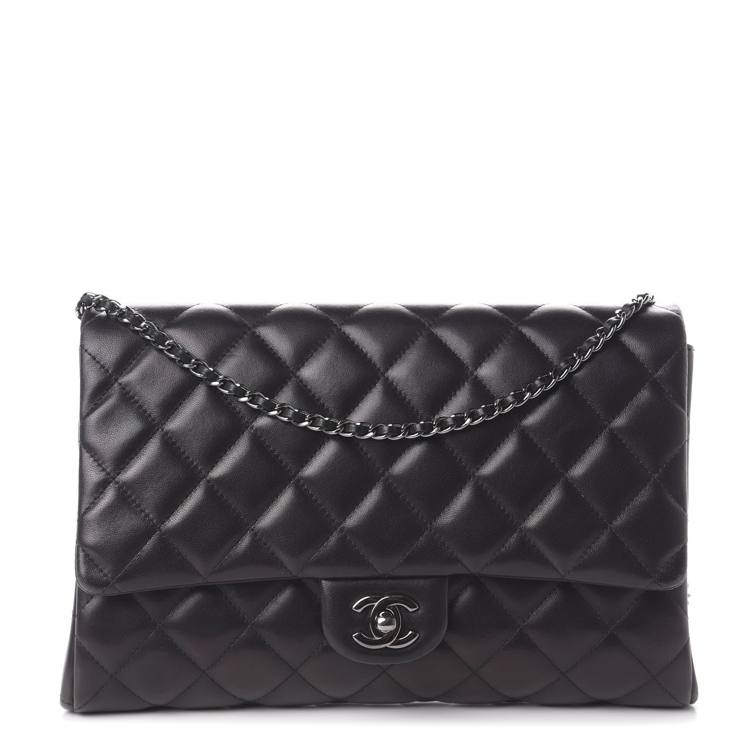 Chanel Lambskin Quilted Clutch With Chain Flap Black 1 of 10