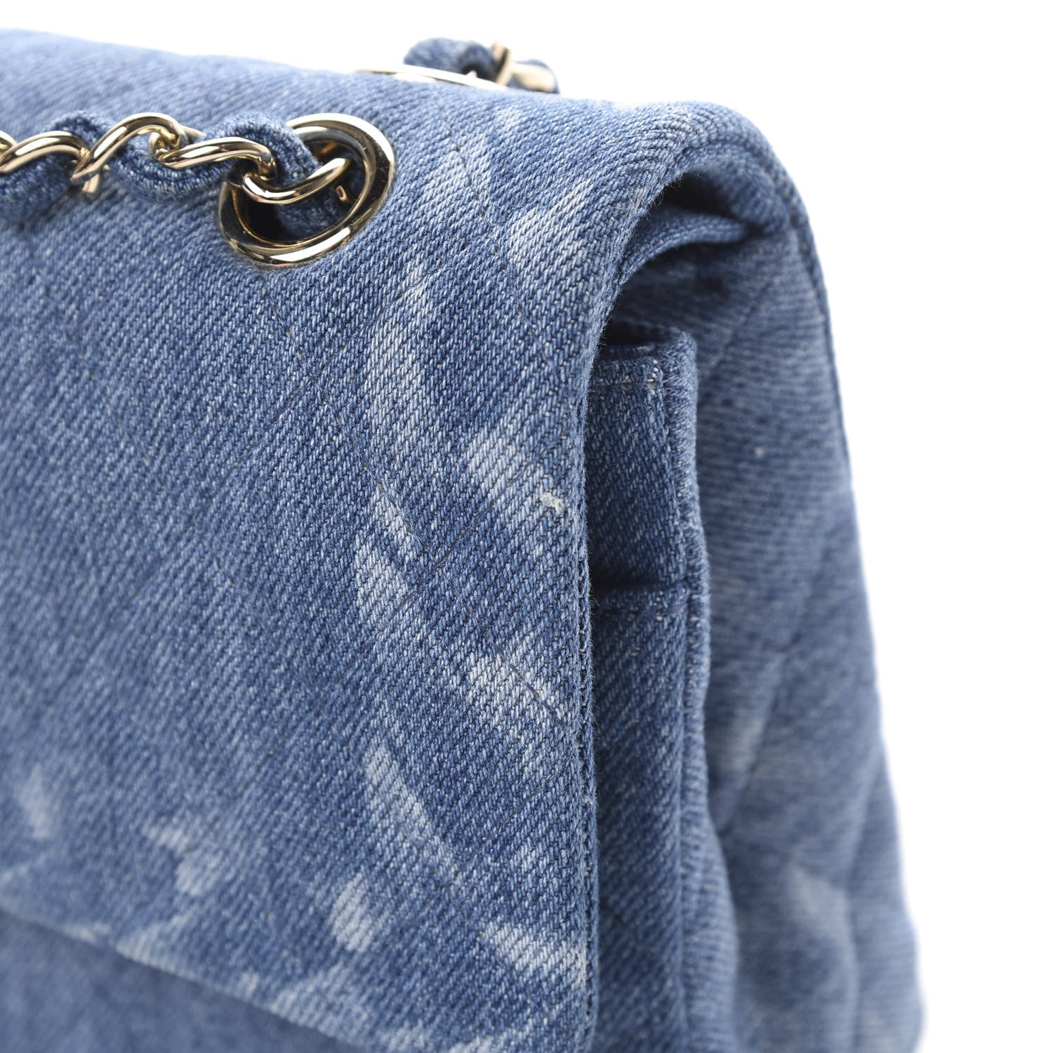Chanel Denim Quilted Medium Double Flap Blue 10 of 11