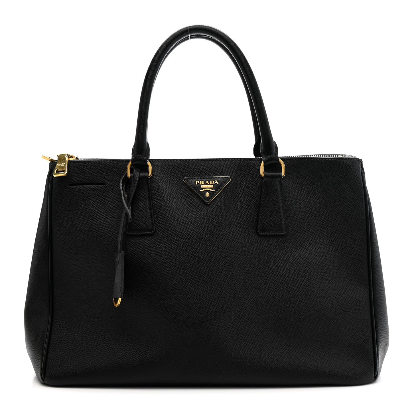Saffiano Lux Medium Double Zip Black