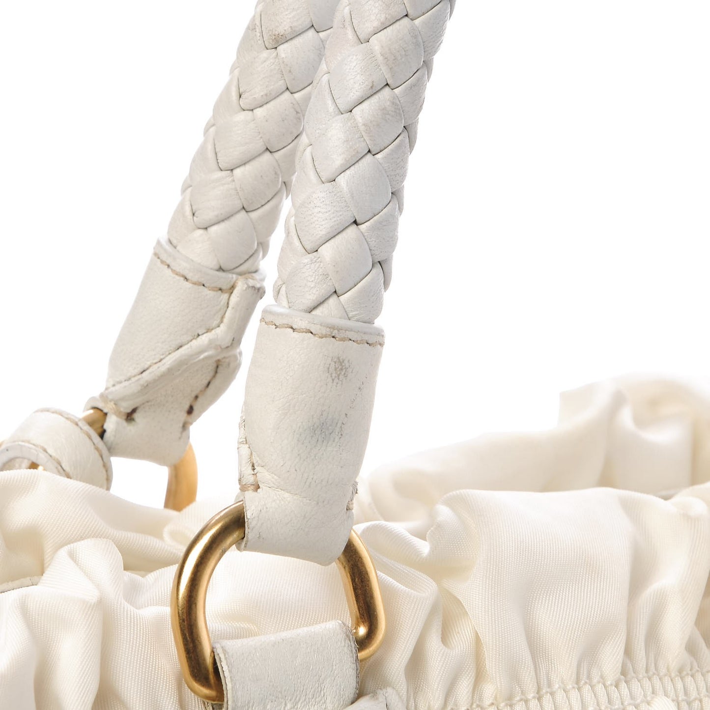Tessuto Nylon Gaufre Shopping Satchel White