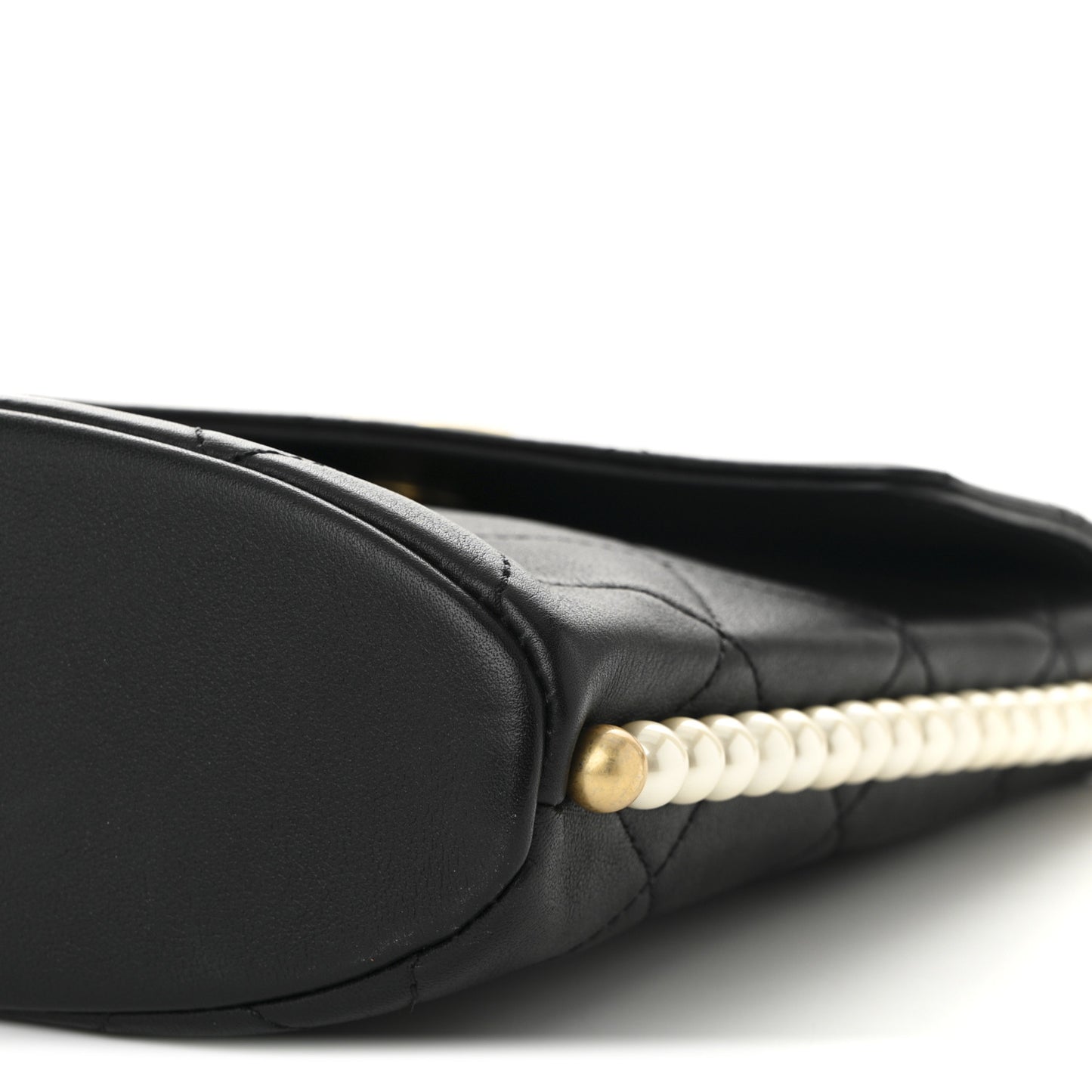 Calfskin Quilted Pearl Small About Pearls Hobo Bag Black