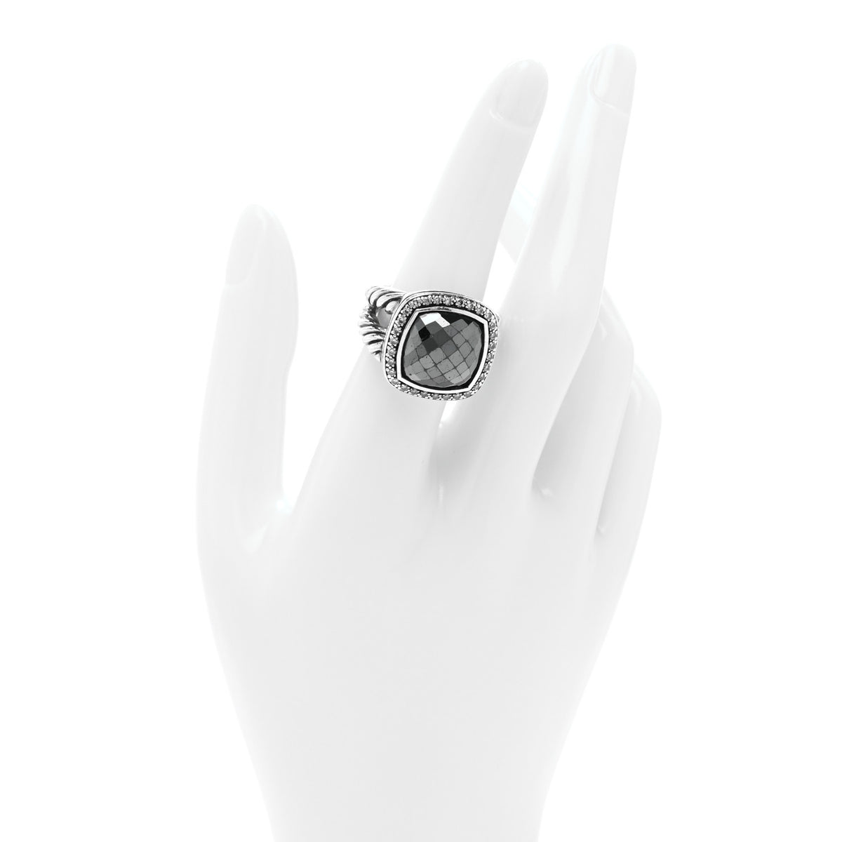 David Yurman Sterling Silver Diamond Hematine 14mm Albion Statement Ring 54 6.75 2 of 5