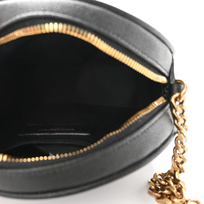 Saint Laurent Grain De Poudre Matelasse Chevron Quilted Round Vinyle Camera Bag Black 5 of 9