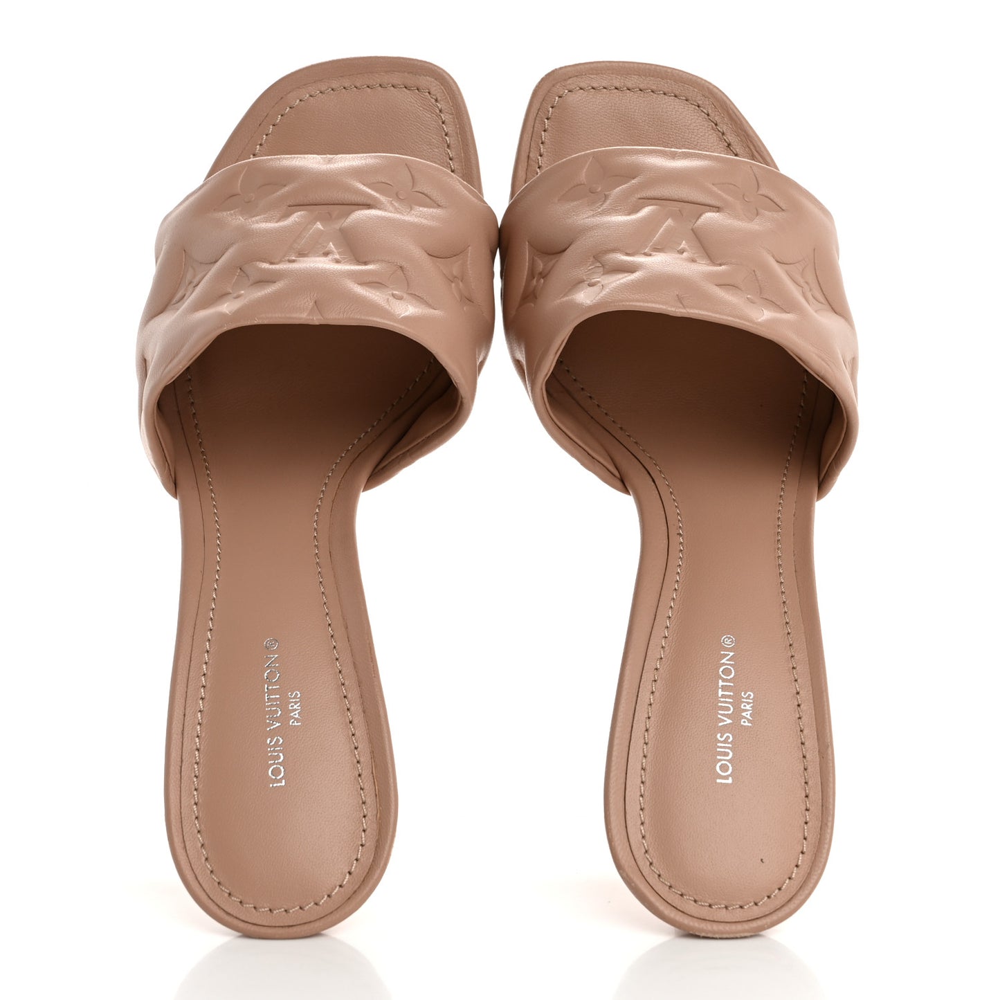 Lambskin Embossed Monogram Revival Mules 38 Beige