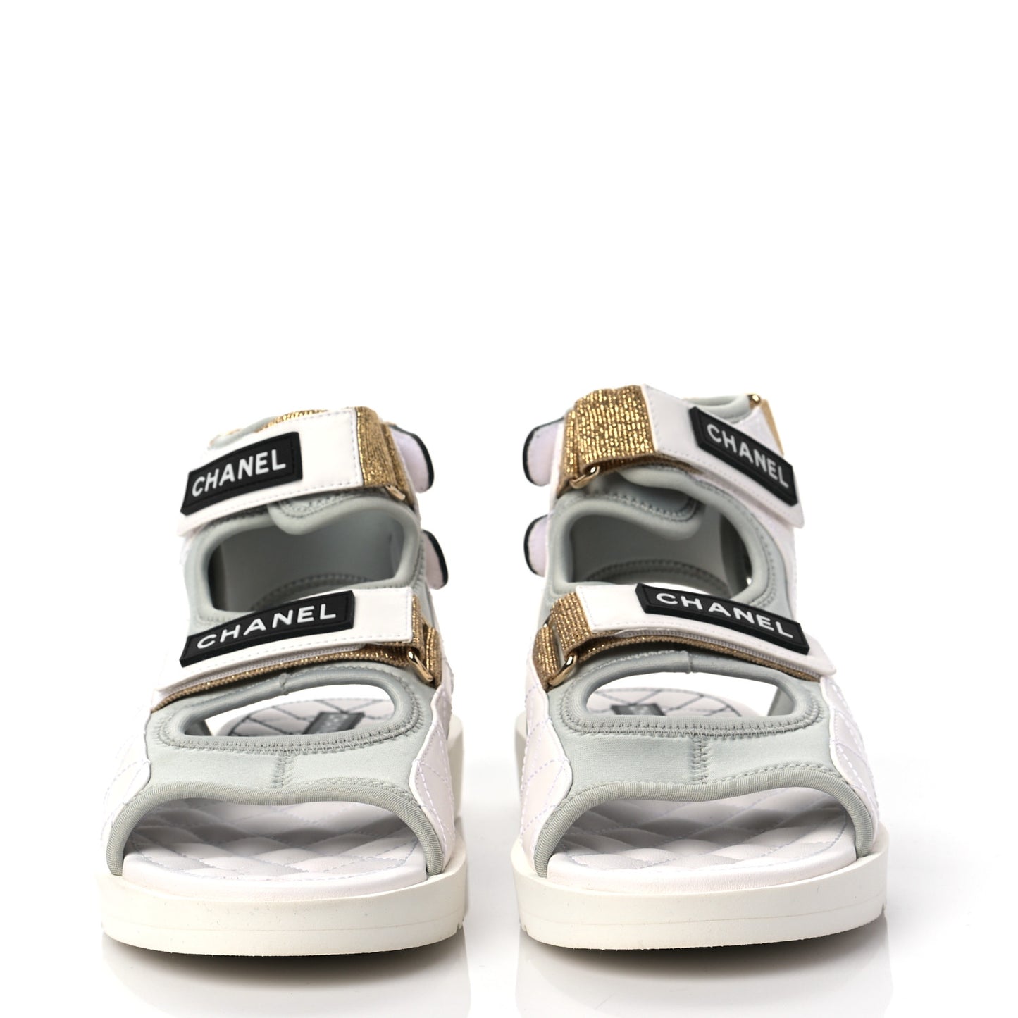 Goatskin Fabric Gladiator Sandals 40 White Light Grey Navy Blue