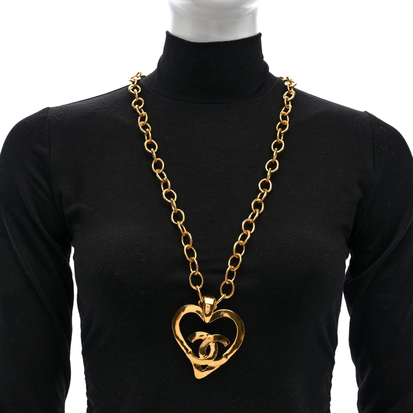 CC Heart Chain Pendant Necklace Gold