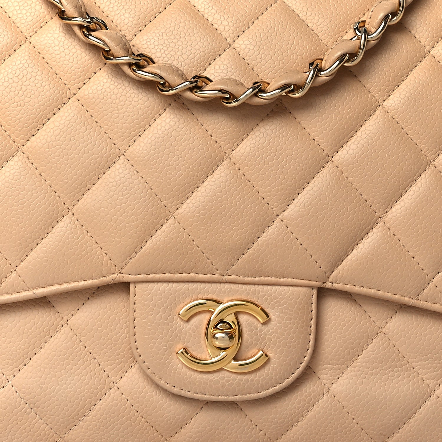 Chanel Caviar Quilted Jumbo Single Flap Beige 7 of 15