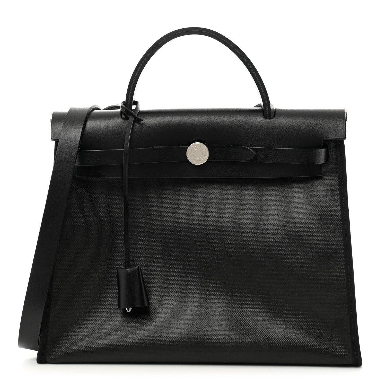 Hermes Toile H Berline Vache Hunter Herbag Zip PM 31 Black Ecru 1 of 12