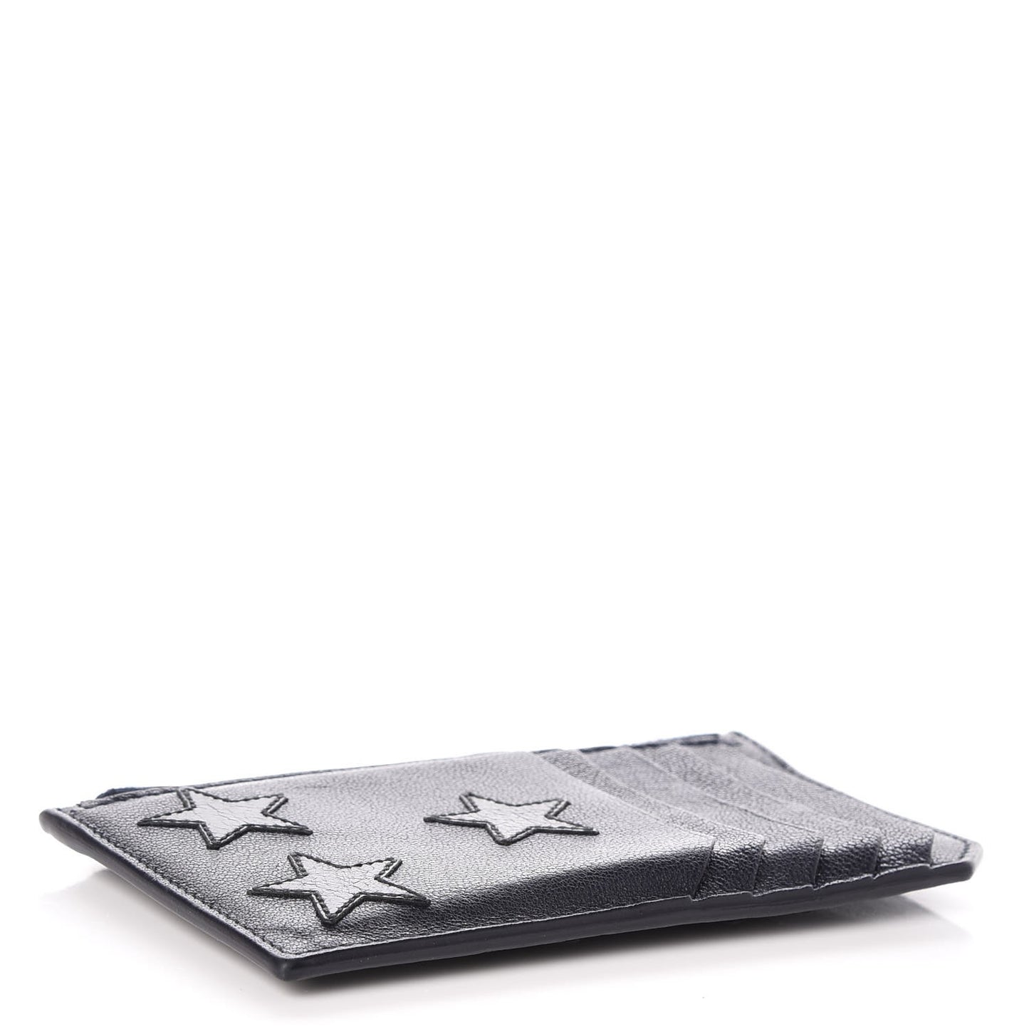 Calfskin 5 Fragments Stars Zip Pouch Card Holder Blue