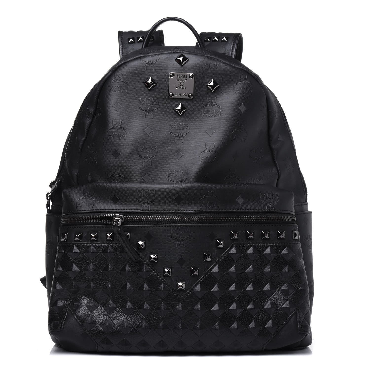 MCM Calfskin Medium Studded Backpack Black 1 of 18