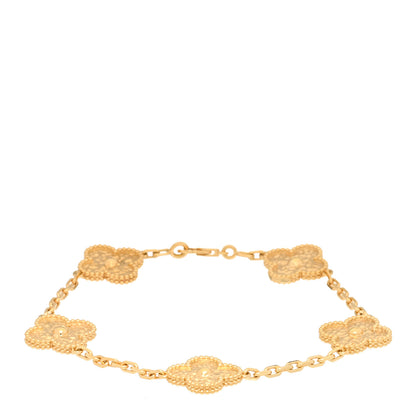 Van Cleef & Arpels 18K Yellow Gold 5 Motifs Vintage Alhambra Bracelet 1 of 3