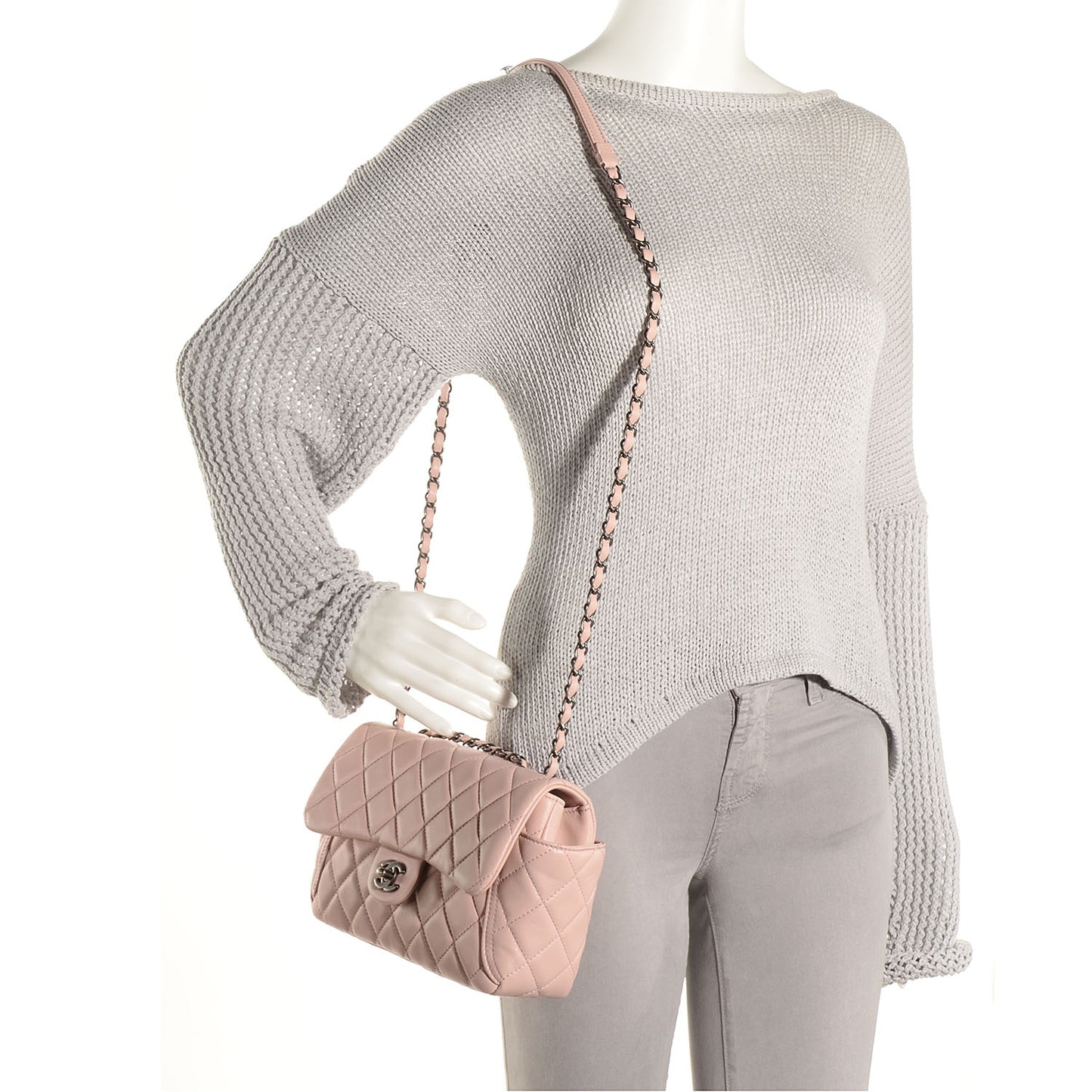 Lambskin Medium Around Pockets Flap Light Pink