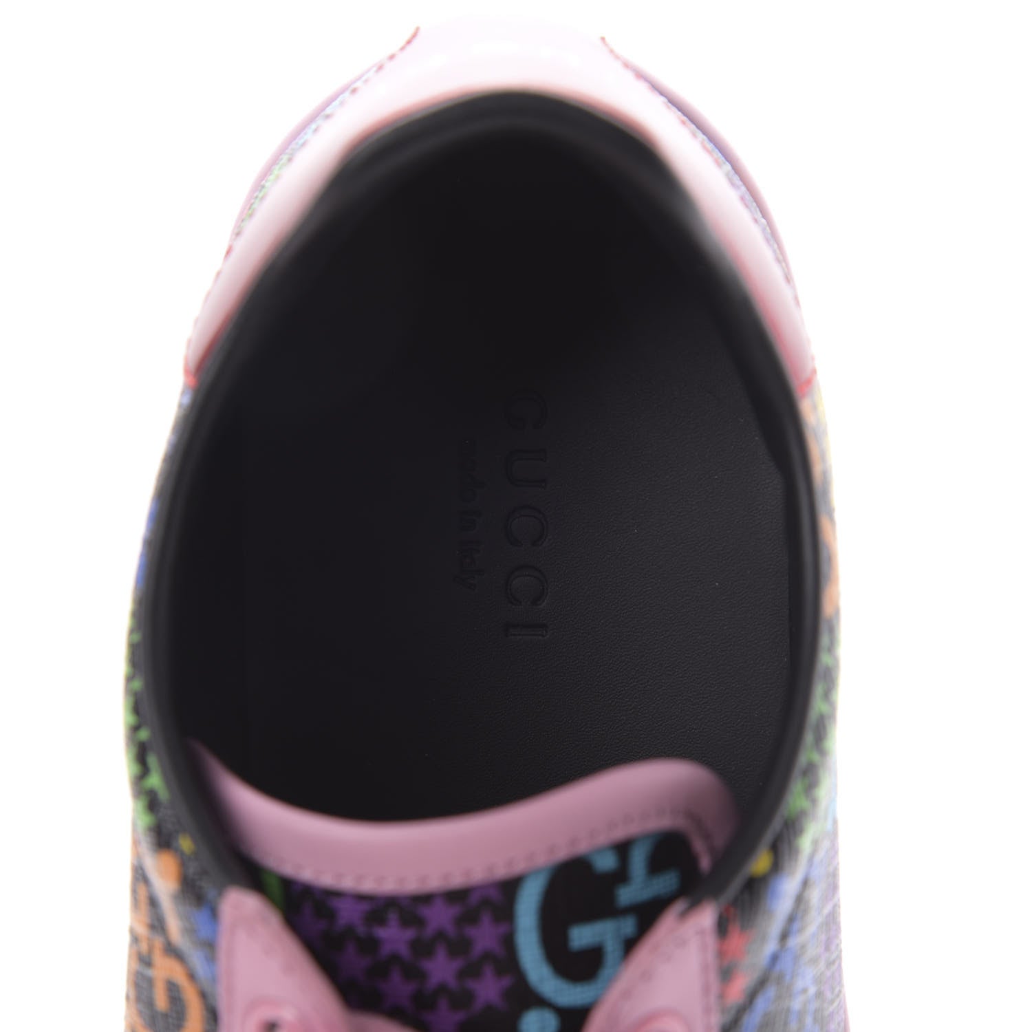Gucci GG Supreme Monogram Psychedelic Womens Ace Sneakers 36.5 Black Multicolor Sugar Pink 7 of 8